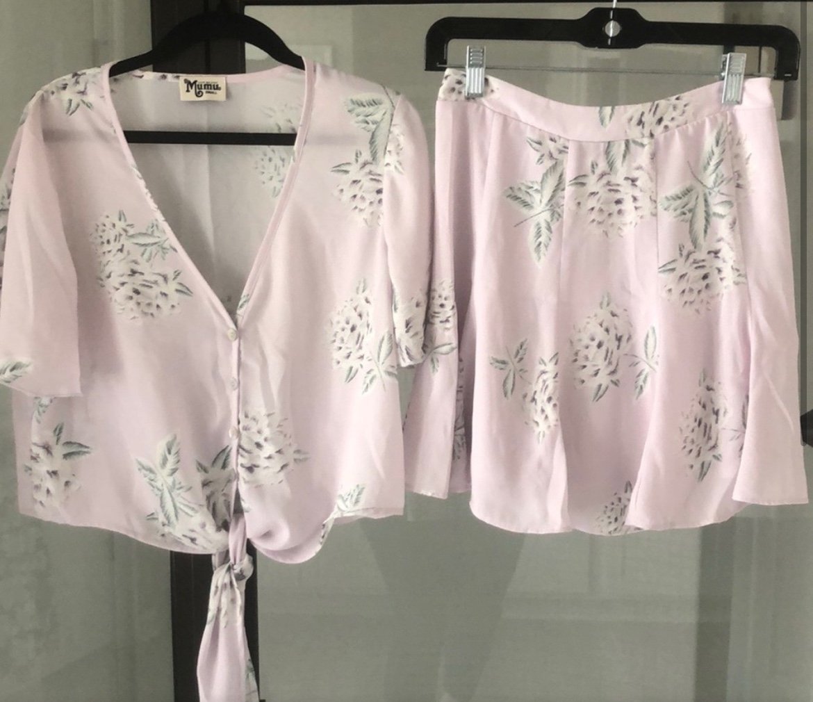 Revolve Show Me Your Mumu Set. Floral skater skirt and tie top S