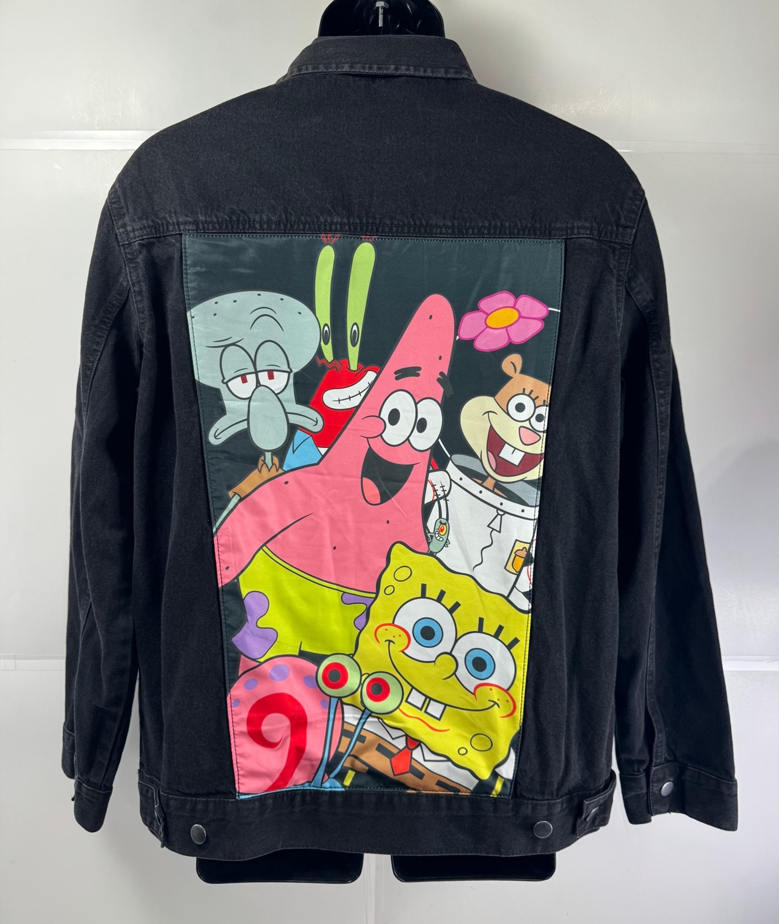 NICKELODEON SpongeBob SquarePants Denim Jacket Men’s Medium Black 2021 Bob Jean