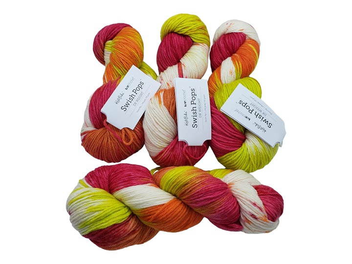 4 Hanks KnitPicks Swish Picks Super Wash Merino Yarn Electro Pop DK Weight 100g