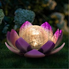 Huaxu Solar Lights Outdoor Garden Decor,Purple Lotus Solar Light,Waterproof LED