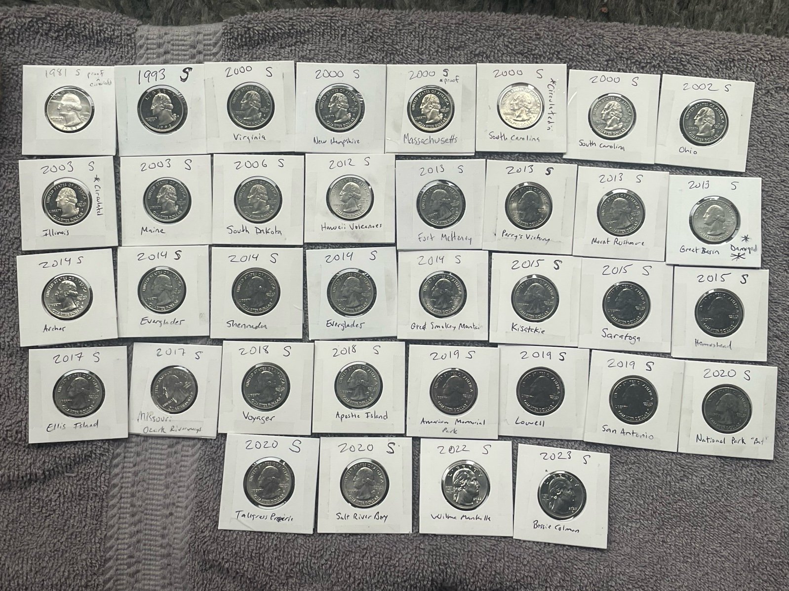 “S” quarters dates ranging