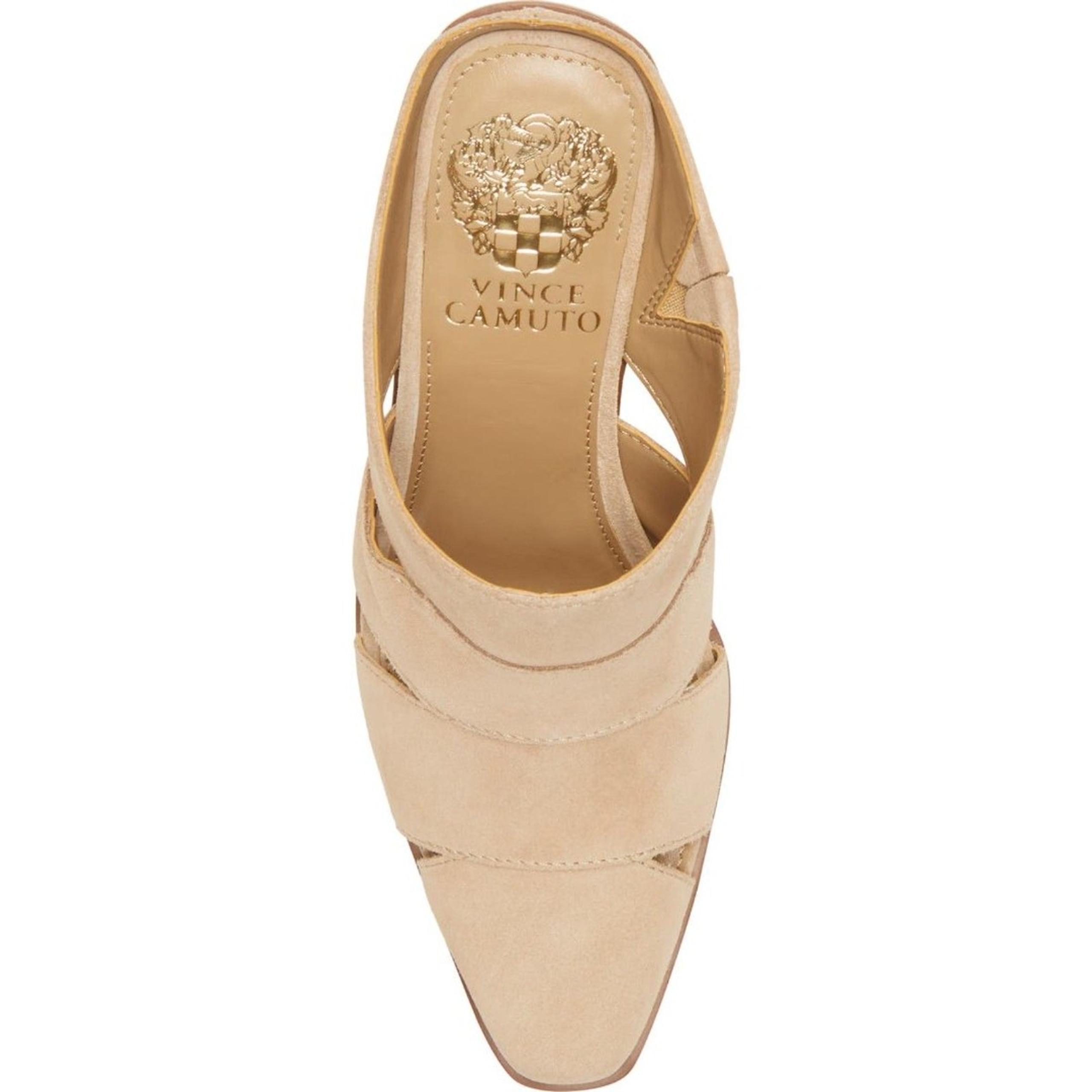 Vince Camuto Aimie Block Heel Mules Suede Leather Size 7.5 New