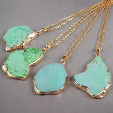 Turquoise Necklace-Raw Turquoise Pendant Necklace-Blue Gemstone Necklace