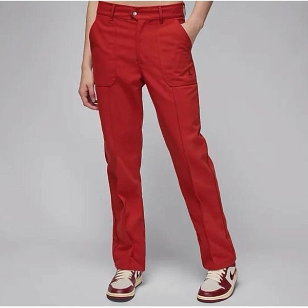Nike Air Jordan Woven Straight Leg High Rise Redwood Red Pant Women's Size XL