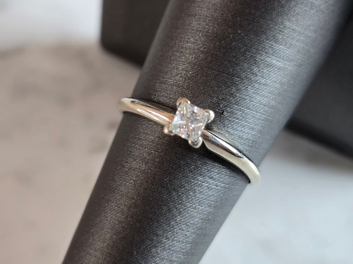 Womens Vintage Estate 14K White Gold Diamond Engagement Ring, 1.6g E7195