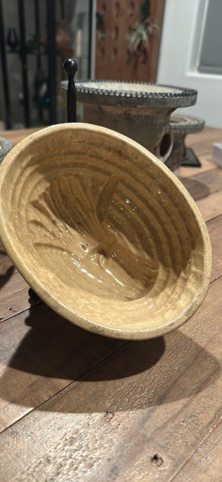 Antique 19th Century Yellow Ware Pottery Food Mold -