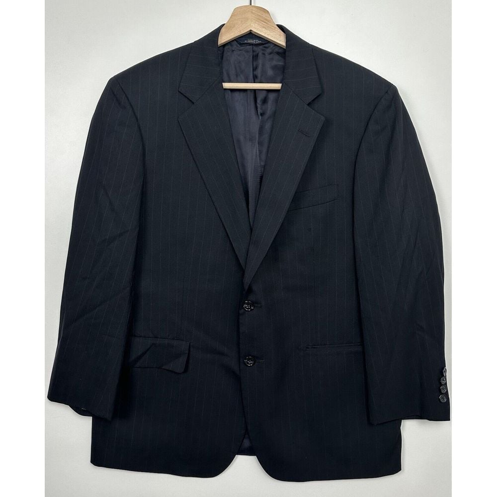 Brooks Brothers 1818 Brooksease Black Pin Stripe 2 Button Single Vent Wool Sz 42