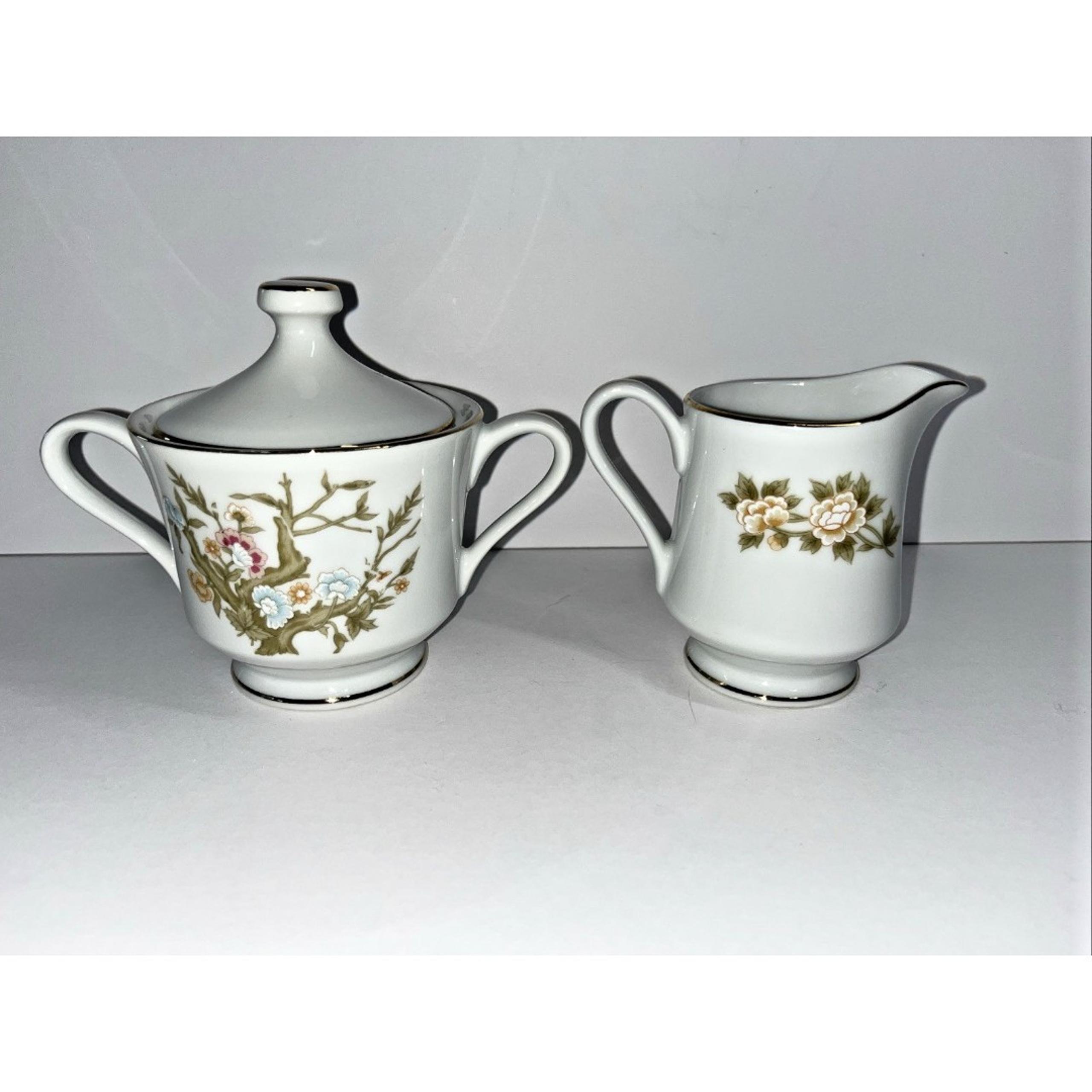 Directions Fine Porcelain Creamer and Sugar Bowl Set Elegant White China