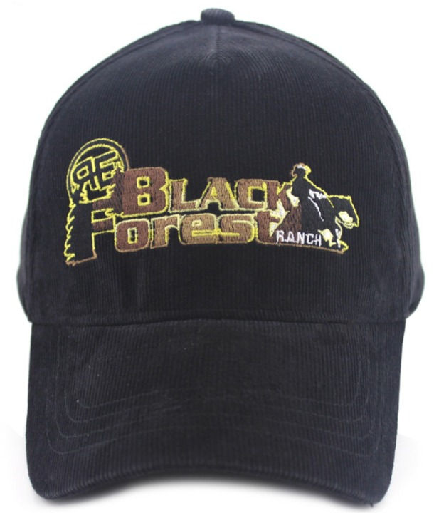 Custom Embroidery Black Corduroy 5 Panel Promotion Hat