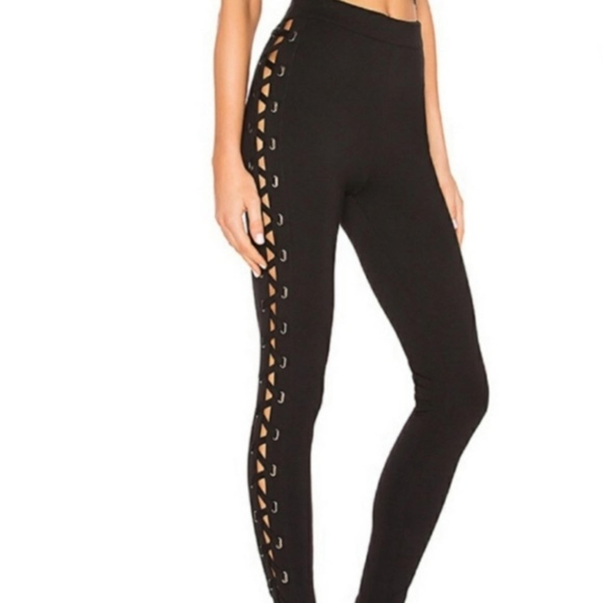 Lovers + Friends Black Cut Out Lace up Sides womens Leggings sz small festival