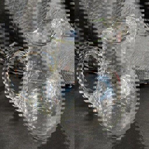 Glass Crystal Pitcher Ice Tea Lemonade Lipped Rim Handle 10 Inch Tall VTG