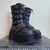 PRE-LOVED DEMONIA Damned 225 Black Platform Boots Size: 9 (SH002)