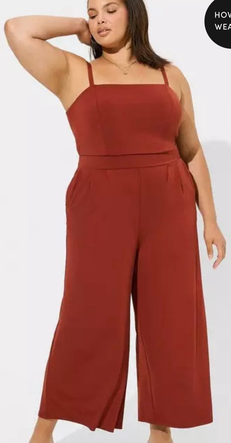 NWT Torrid burnt orange studio knit wide leg jumpsuit w/pockets 4X