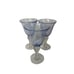3 Artland Iris Light Blue Hand Blown Bubble Glass Bulbous Clear Stem Goblets