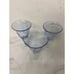 3 Artland Iris Light Blue Hand Blown Bubble Glass Bulbous Clear Stem Goblets