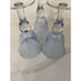 3 Artland Iris Light Blue Hand Blown Bubble Glass Bulbous Clear Stem Goblets