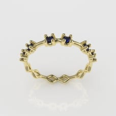 14K yellow gold Ring with 6 BLUE SAPPHIRE 2.00mm, setting prong, stone round