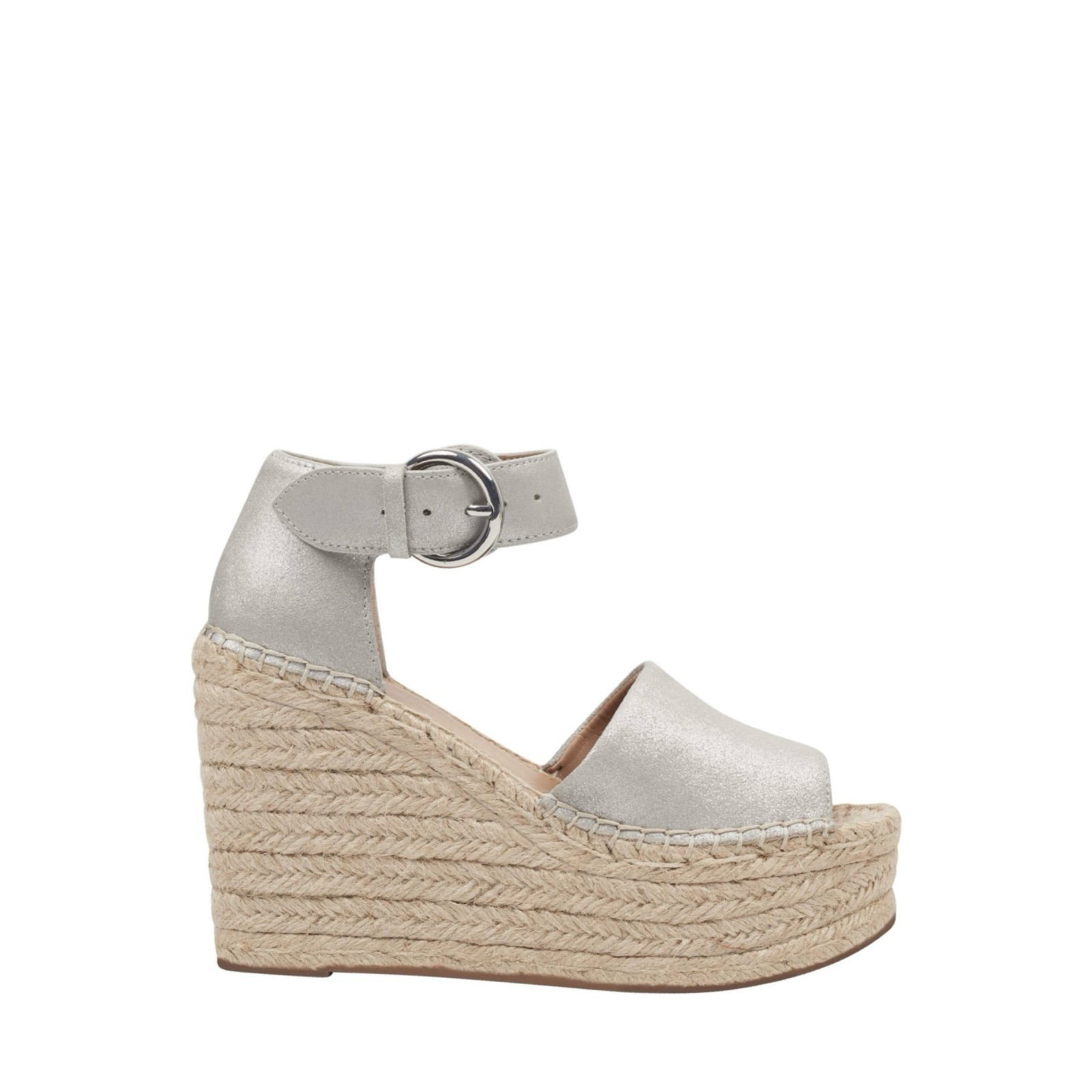 Marc Fisher Alida Gray Silver Platform Espadrille Sandals Size 5