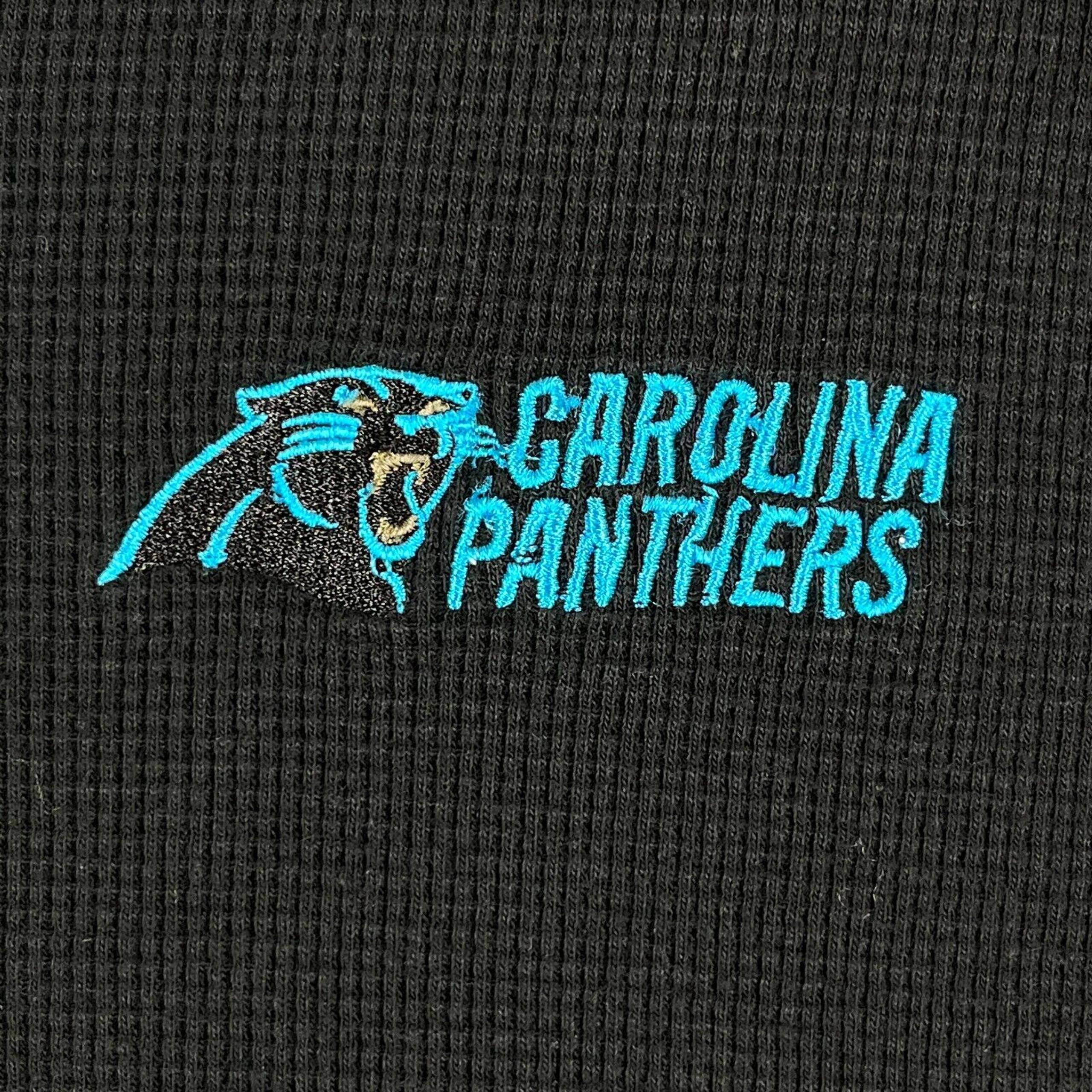 Carolina Panthers Shirt Medium Mens Dunbrooke Waffle Knit Henley Long-Sleeve