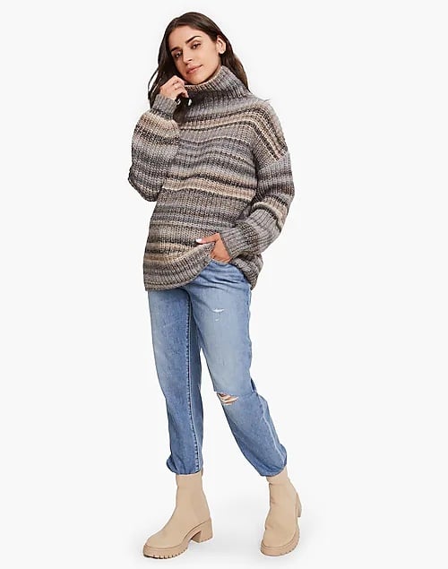 Hatch maternity fashioned knit turtleneck sweater blue 1 small