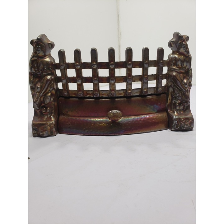 Vtg Fireplace Fret Guard Cast Iron Grate Lustre Finish-Jesters Old Damper Dust