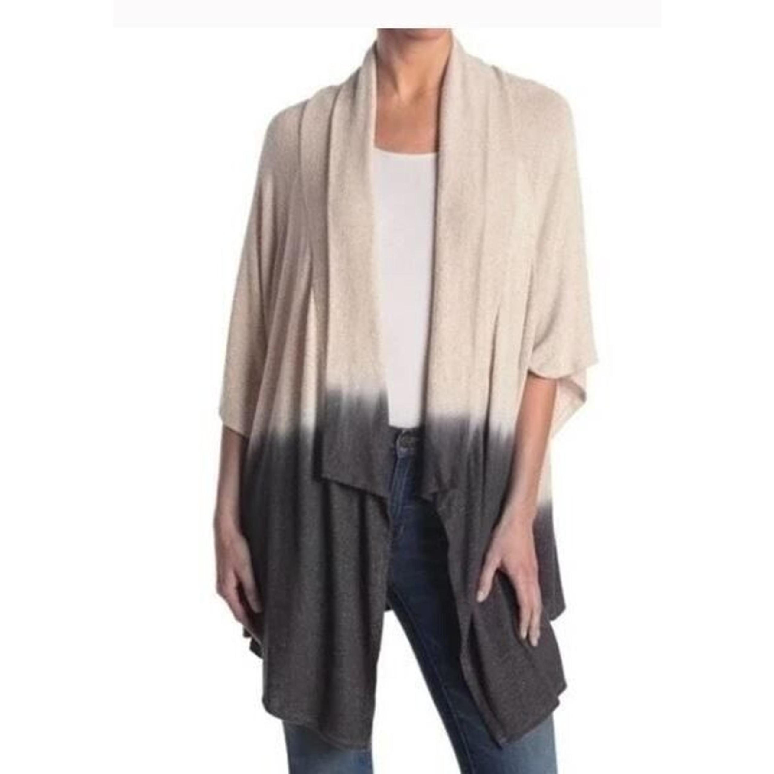 Status By Chenault Women's Ombre Dip Dye Cardigan Sweater in Oatml/Char Smal $88