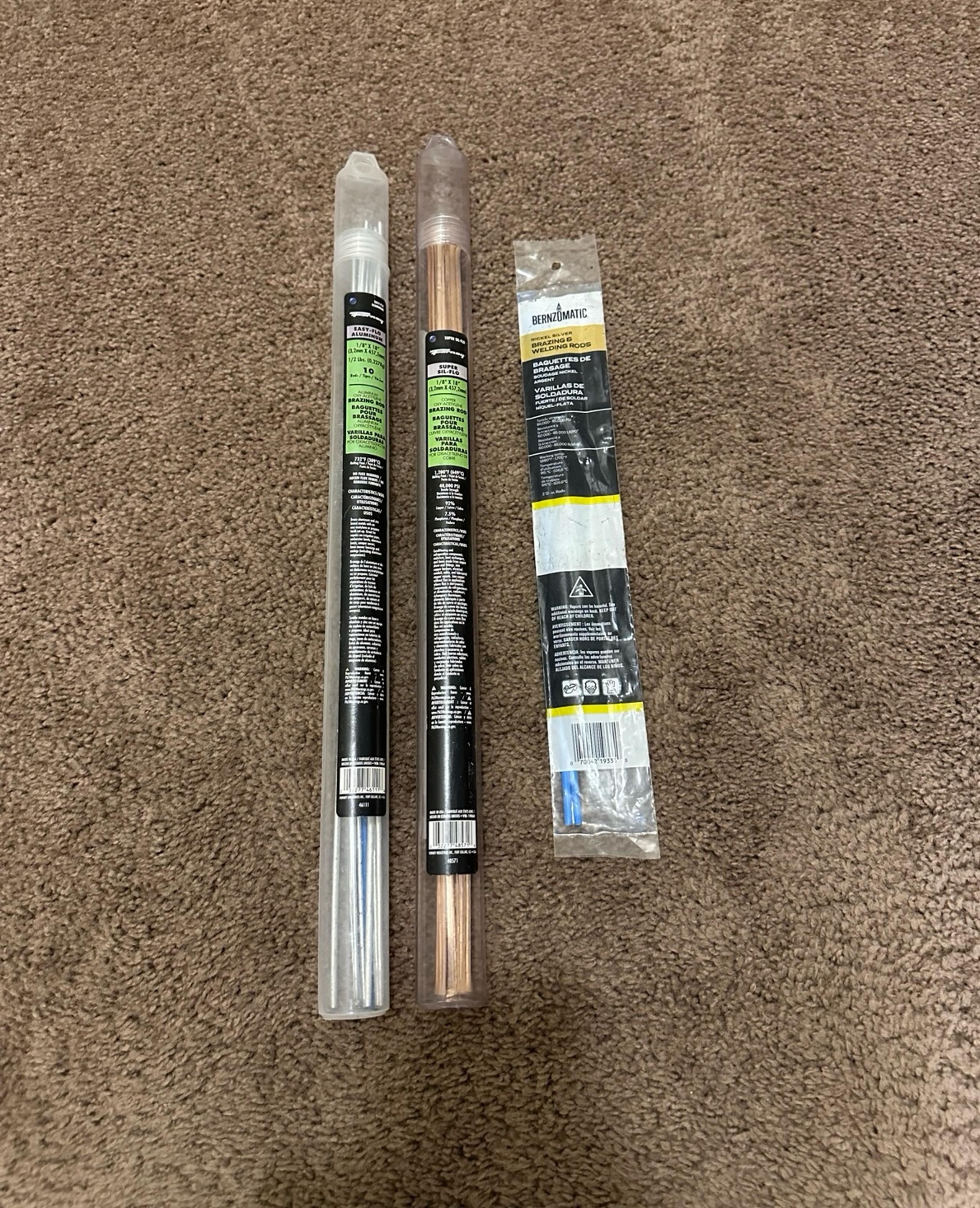 Set of 2 Forney Brazing Rods Easy Flo Aluminum Super Sil Flo Copper Bernzomatic