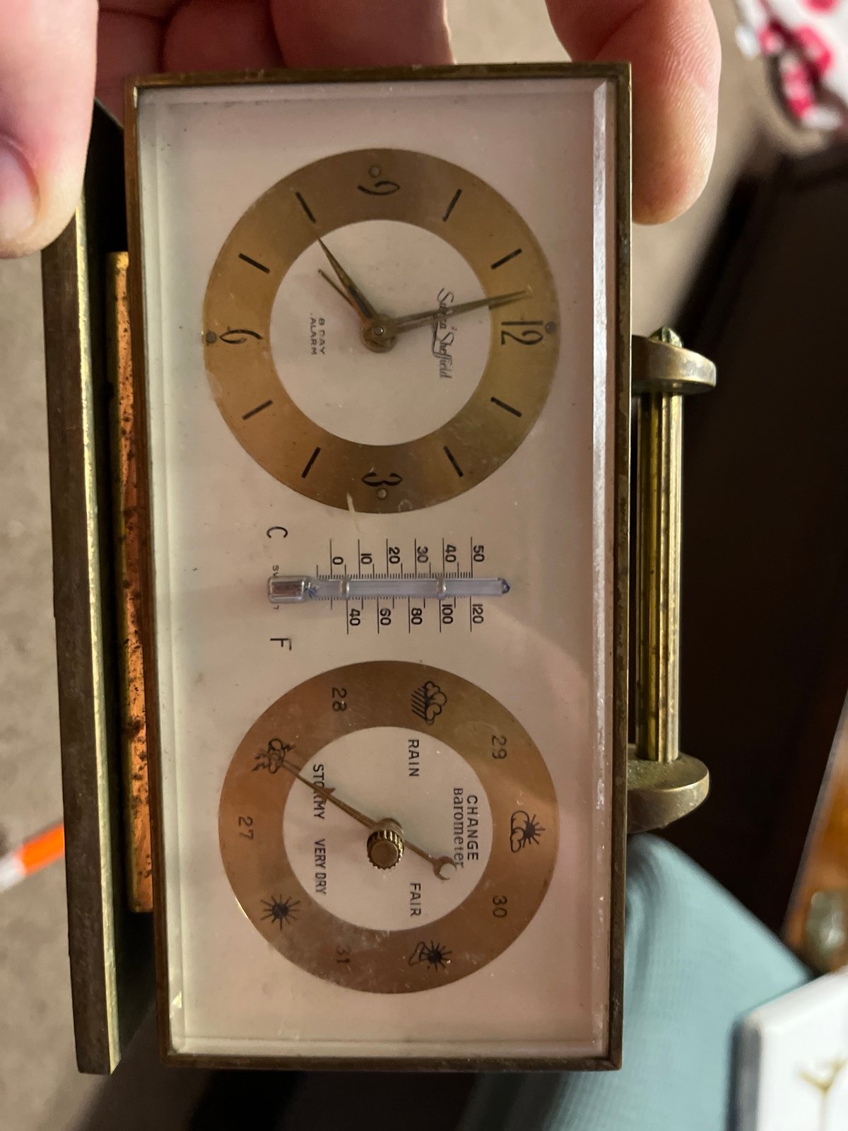 Swiza -Sheffield 8 Day Alarm Clock With Barometer
