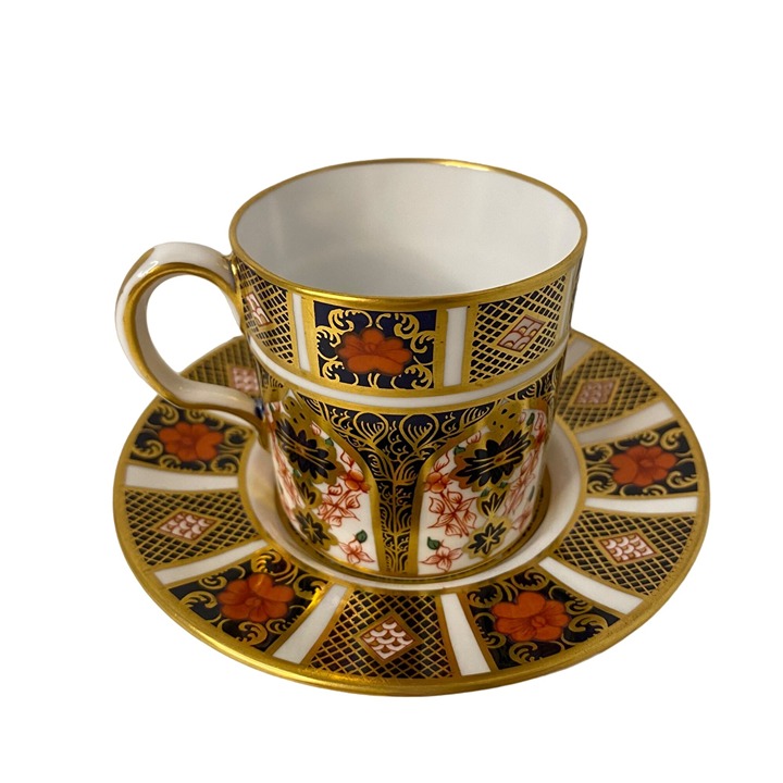 Vintage Royal Crown Derby Old Imari demitasse saucer 1128 English bone china red