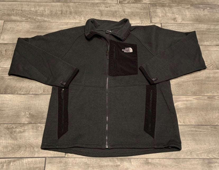 North Face Gray & Black Full Zip Fleece Cozy Coat Jacket Men's Size Xlarge
