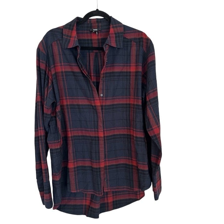 Paige Women’s Long Sleeve Red & Blue Plaid Casual Button Down Top Size XL GUC