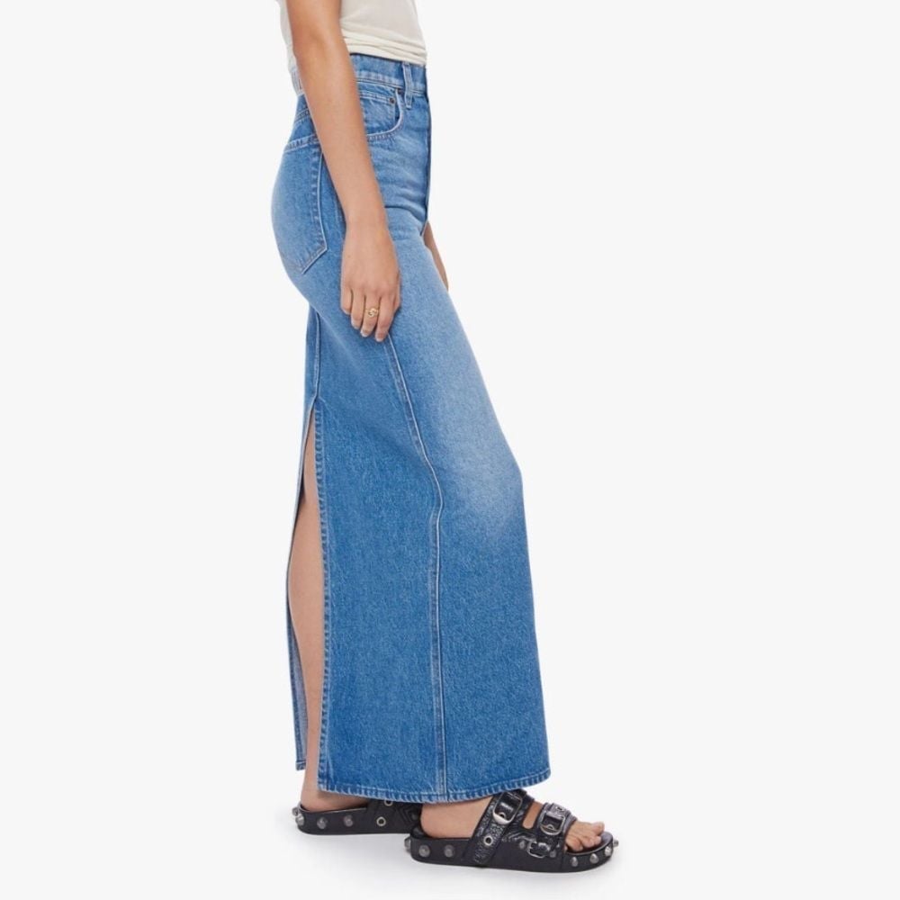 Mother Denim Snacks The Candy Stick Denim Jean Skirt Maxi Slit 27