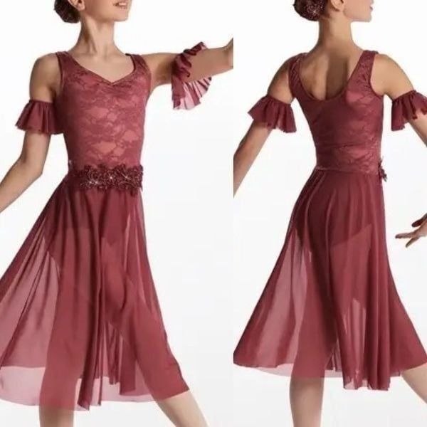 WEISSMAN Dance costume dress ballet lyrical dusty pink mauve A Fuoco 15892 LC