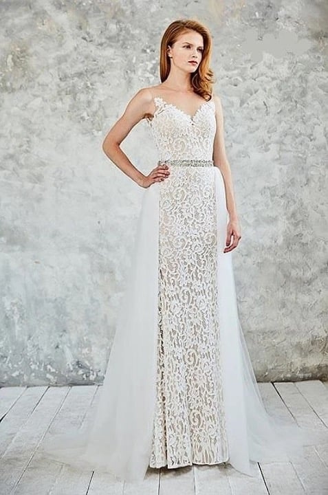 Wedding dress removable tail size 10