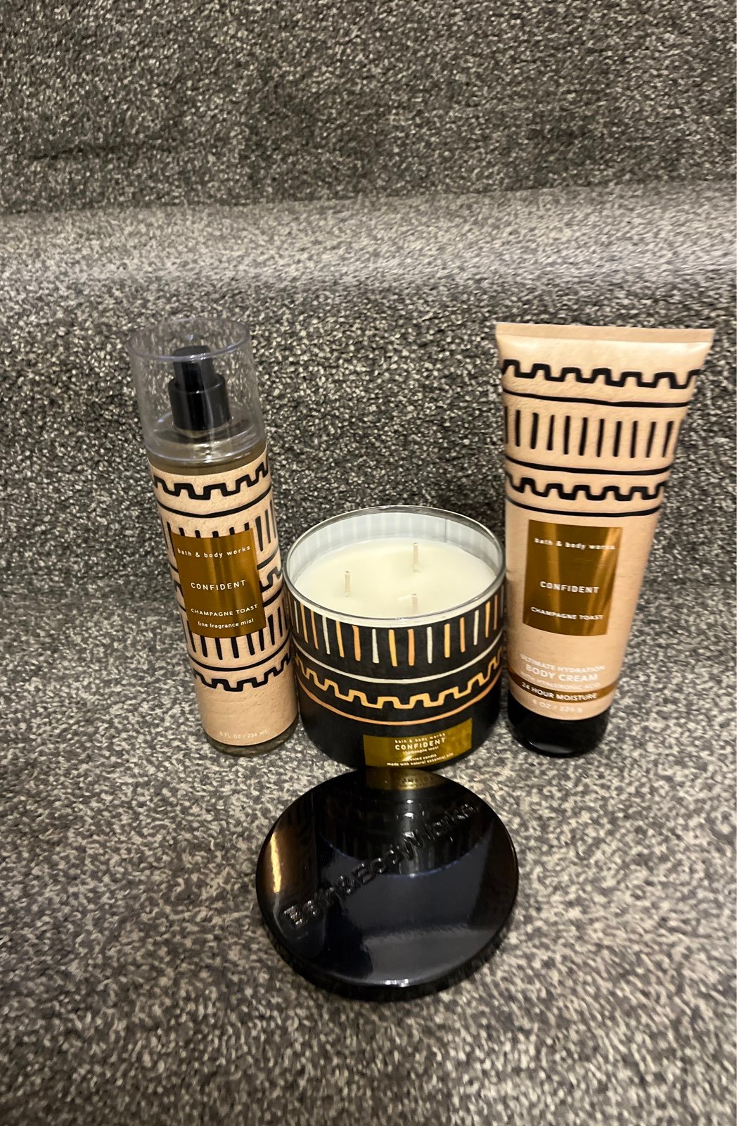 Champagne toast candle and bodycare