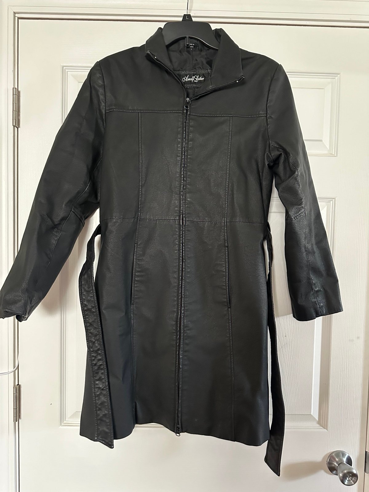 Women’s large mid length leather jacket