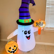 5 FT Halloween Inflatables Ghost Outdoor Decorations Blow Up Yard Cute Wizard