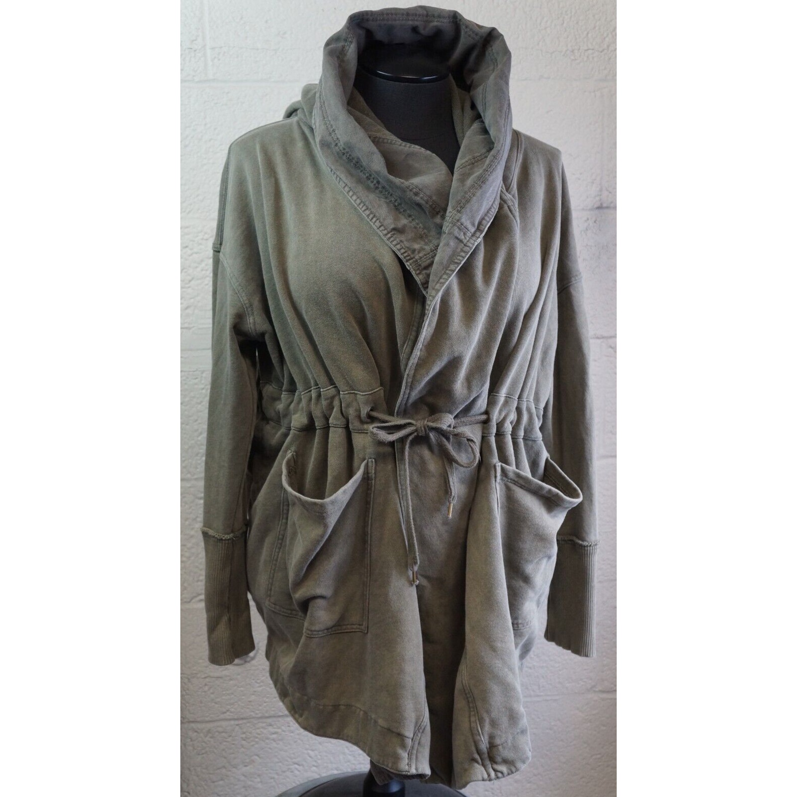 Free People Oversized Brentwood Cardi Coat Olive Army Green Women’s Size M