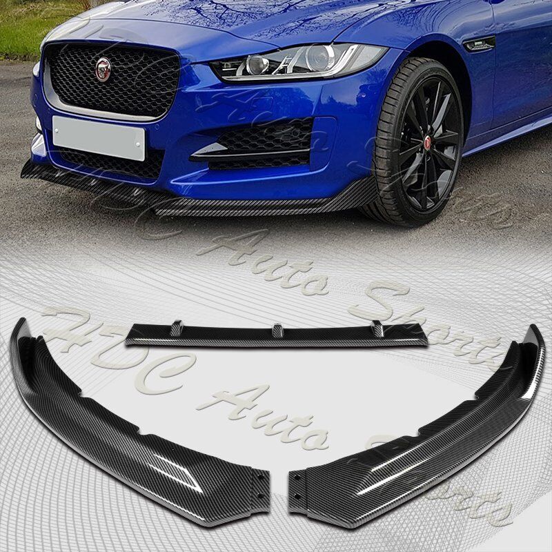 For 2016-2019 Jaguar XE STP-Style Carbon Look Front Bumper Splitter Spoiler Lip