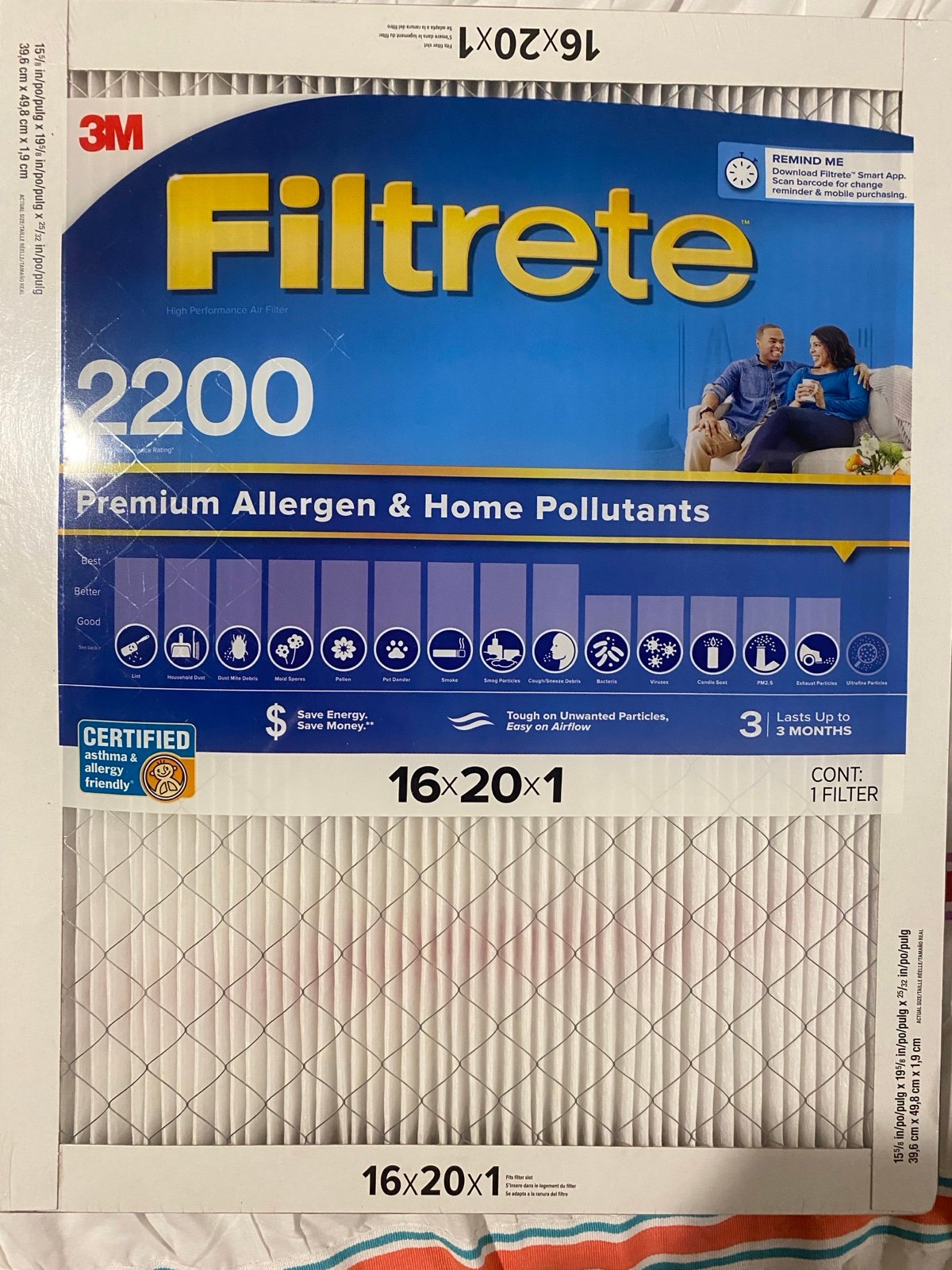 Filtrete EA00-4 16x20 x 1 In. Elite Allergen Reduction. 4-packs
