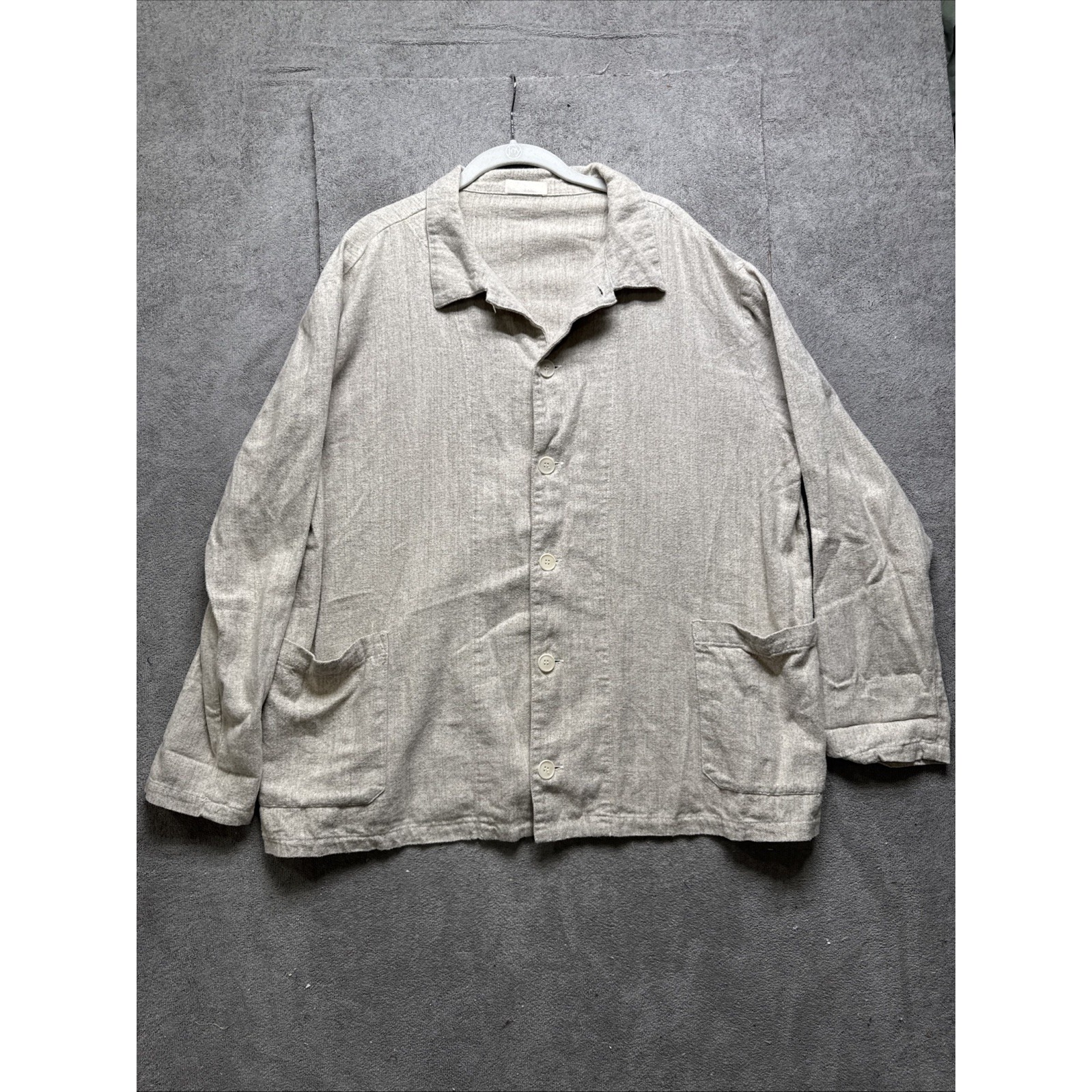 Cp Shades Shacket Large Beige Boxy Shirt 100% Cotton Lagenlook Boho Top