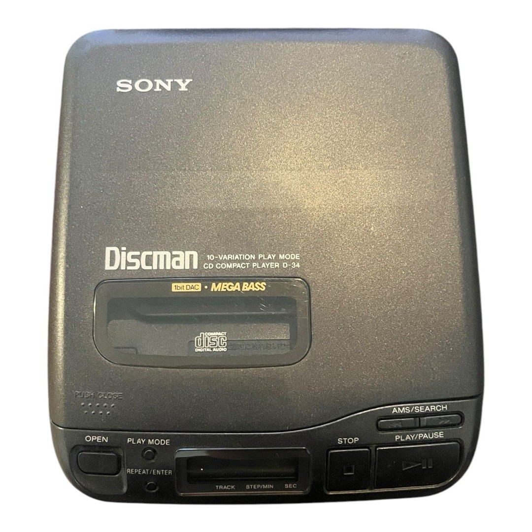 Sony Discman D-34 Portable CD Player Mega Bass And Car Mount