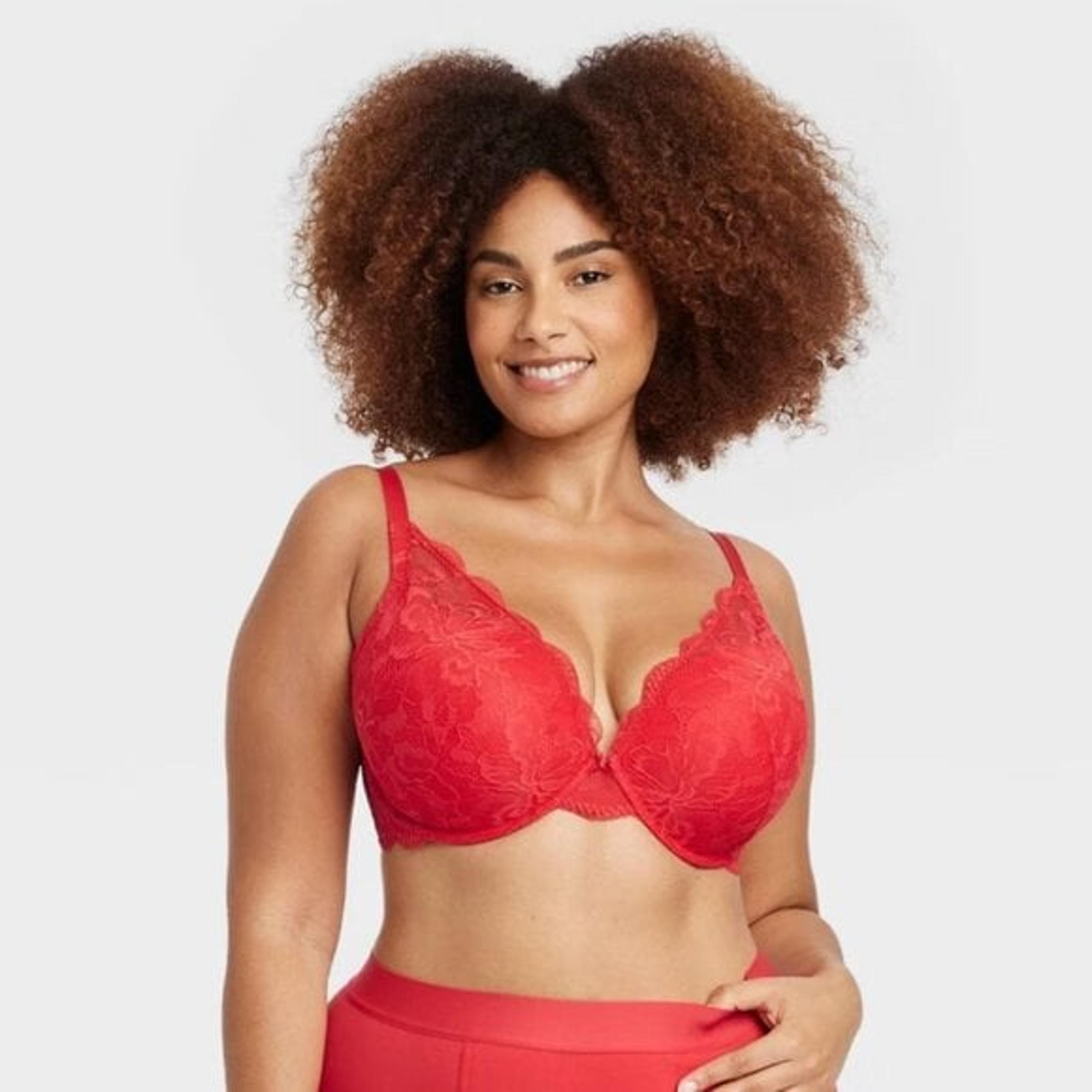 NEW! Women's Auden Red Lace Plunge Push-Up Bra 44D