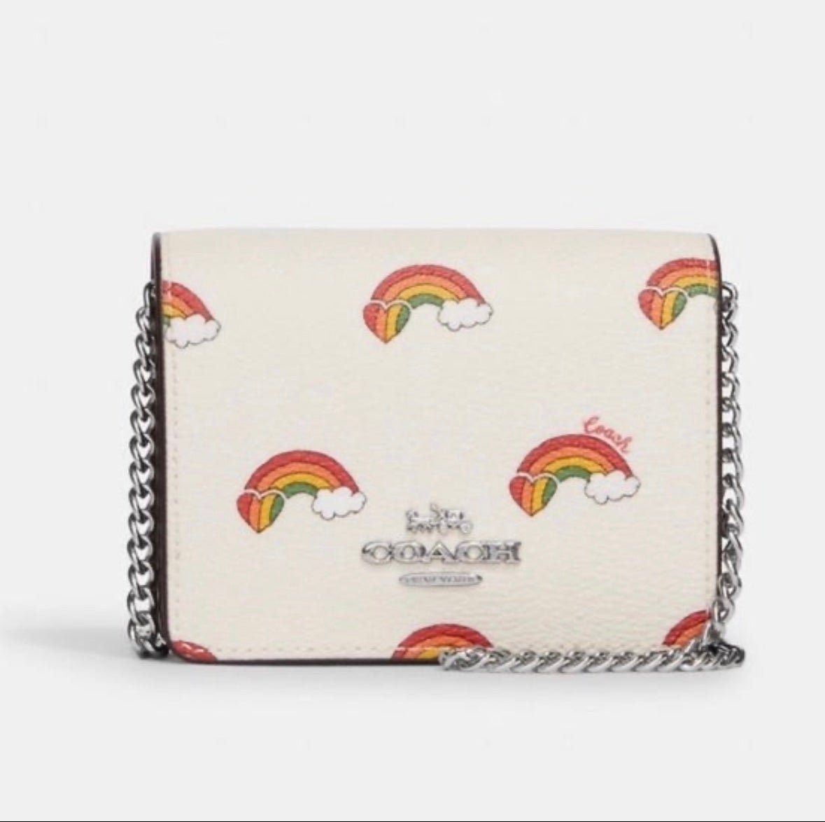 Coach wallet on a chain /mini Bag on a chain heart/rainbow print ❤️