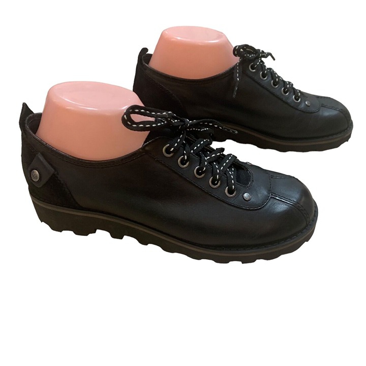 London Underground Women's Platform Oxford Creepers 8.5 Black Leather Chunky