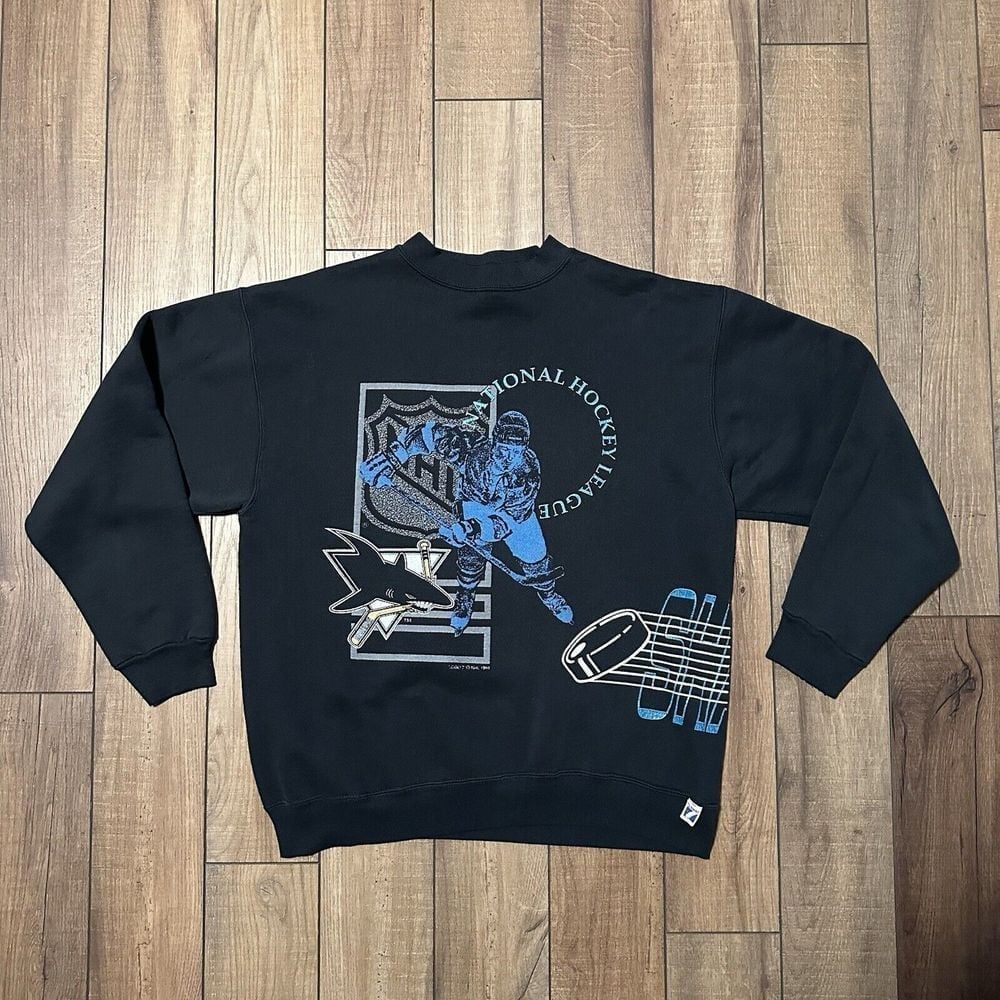 Vintage 1991 NHL San Jose sharks AOP crewneck Double Sided Graphics Large