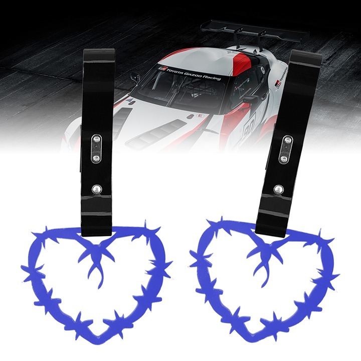 NEW 2PCS BARBED WIRE BLUE JDM TSURIKAWA RING BLACK Handle Strap Drift Charm