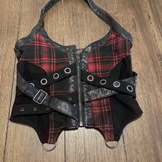 Killstar Cadaver Zip Plaid Halter Top