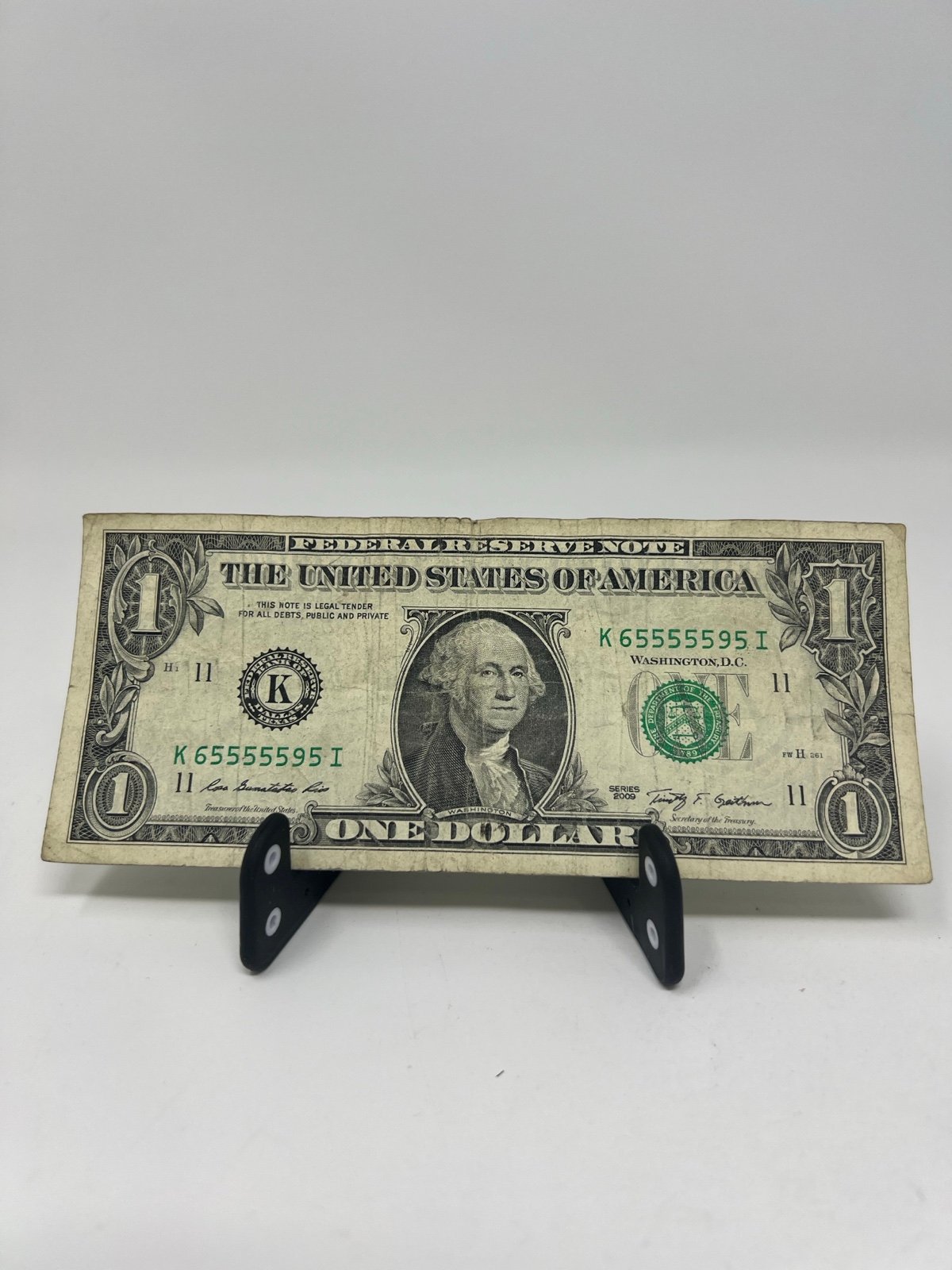 5 IN A ROW - SIX OF A KIND 5s Fancy Serial Number 1 Dollar Bill K65555595I