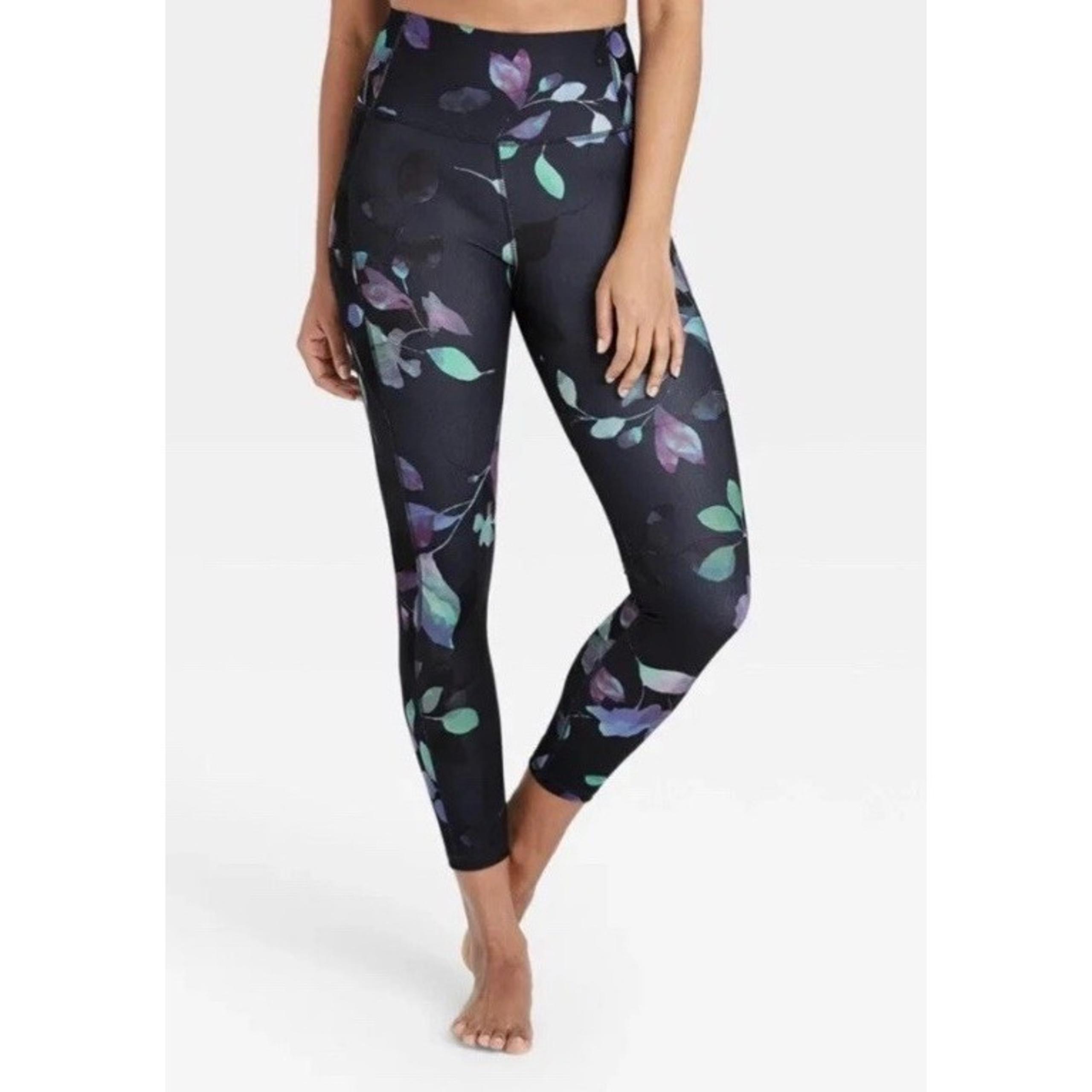 All In Motion 4XL Women's Contour Power Waist High-Rise Leggings 26" Floral Navy